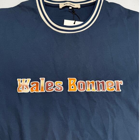 NWT Wales Bonner Men's Organic Jersey Original Tee Crew Neck Navy Blue, Medium - Picture 3 of 15